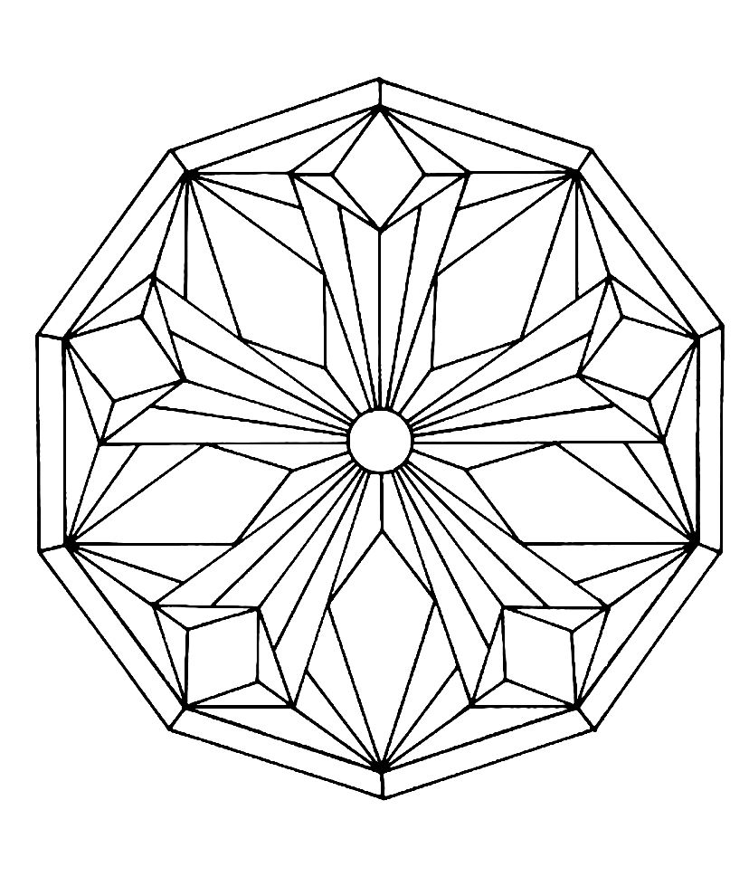 Extraordinaire mandala de forme bipyramidale représentant une fleur.